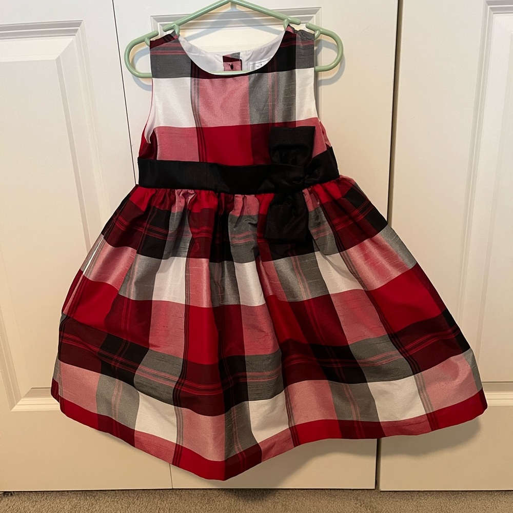 Gymboree size 5 red and black plaid bow little girls dress